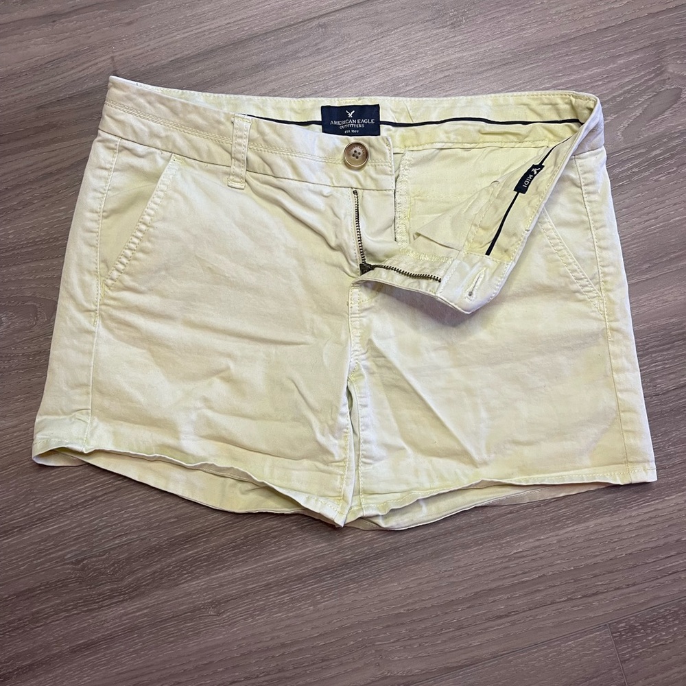 Pale Yellow American Eagle Midi Shorts